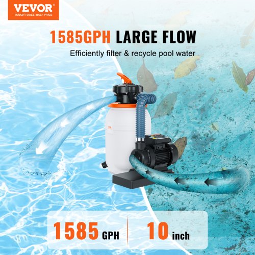 Sand Filter Pump for Above Ground Pools 10inch 1585 GPH 033 HP Swimming