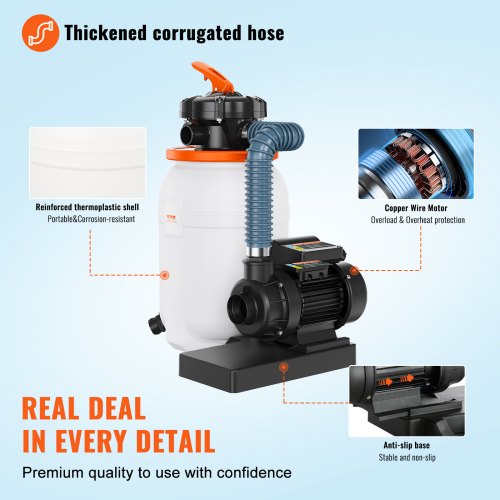 Sand Filter Pump for Above Ground Pools 10inch 1585 GPH 033 HP Swimming