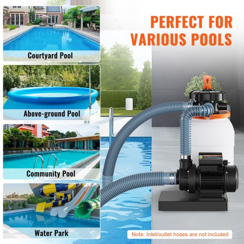 Sand Filter Pump for Above Ground Pools 10inch 1585 GPH 033 HP Swimming