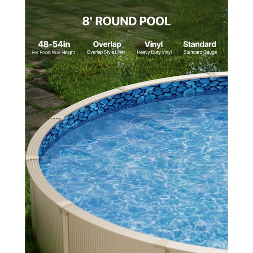 8ft Round Above Ground Pool Liner Overlap Pool Liners Standard Gauge