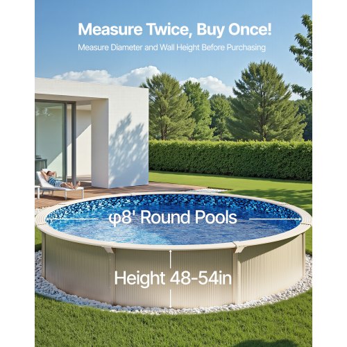 8ft Round Above Ground Pool Liner Overlap Pool Liners Standard Gauge
