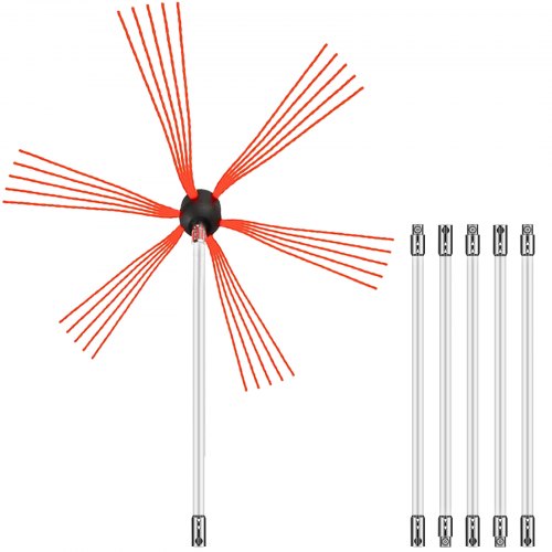 Chimney Sweep Kit 20FT Length Chimney Brush Kit with 6 Nylon Flexible Rods