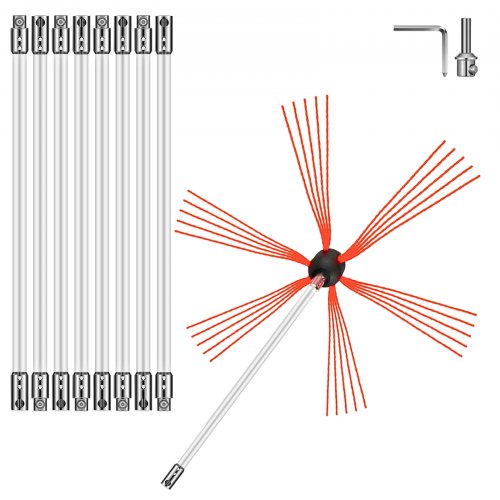 Chimney Sweep Kit 30FT Length Chimney Brush Kit with 9 Nylon Flexible Rods