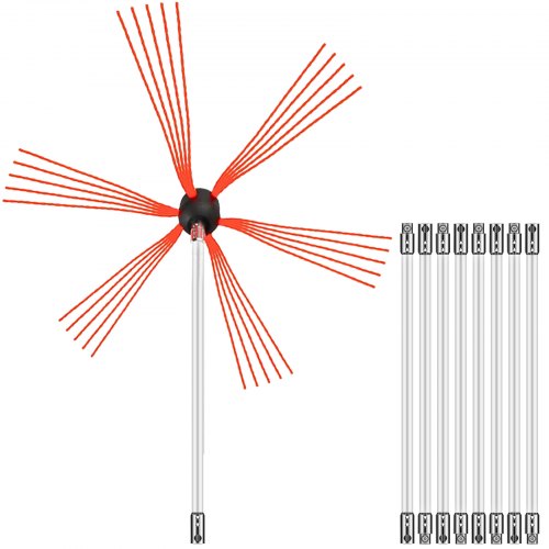 Chimney Sweep Kit 30FT Length Chimney Brush Kit with 9 Nylon Flexible Rods