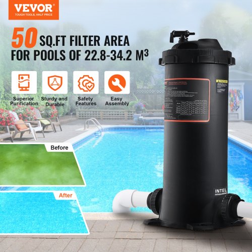 Cartridge Pool Filter 50Sq Ft Filter Area Inground Pool Filter Above