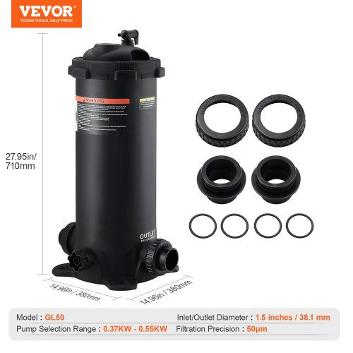 Cartridge Pool Filter 50Sq Ft Filter Area Inground Pool Filter Above