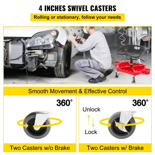 Rolling Garage Stool 300LBS Capacity Adjustable Height from 18 in to 23