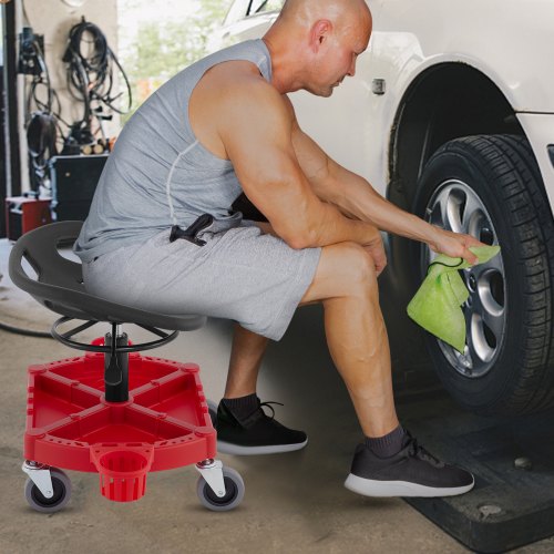 Rolling Garage Stool 300LBS Capacity Adjustable Height from 18 in to 23