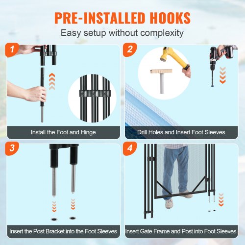 Pool Fence Gate 4 x 2.5 Ft Easy DIY Installation Inground Pool Gate Pool