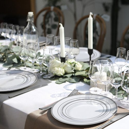 Plastic Disposable Plates 350 Pcs Plastic Dinnerware Set Include 50 Dinner