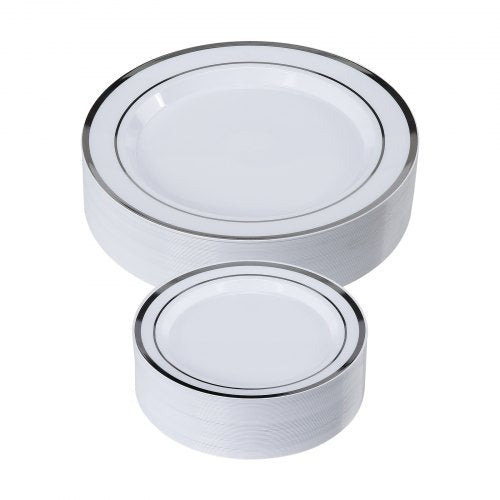 Plastic Disposable Plates 350 Pcs Plastic Dinnerware Set Include 50 Dinner