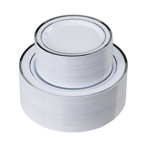 Plastic Disposable Plates 350 Pcs Plastic Dinnerware Set Include 50 Dinner