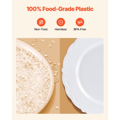 Plastic Disposable Plates 100 Pcs White Plastic Plates Heavy Duty Plastic