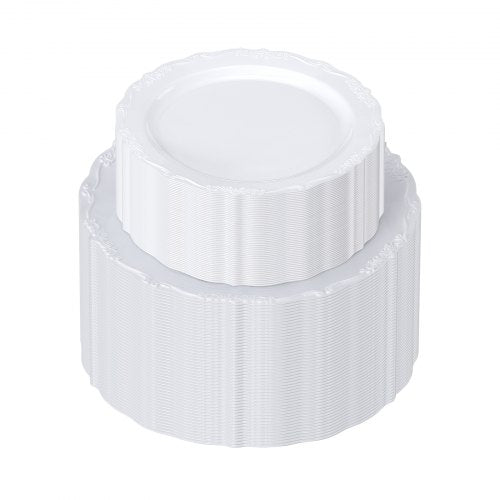 Plastic Disposable Plates 100 Pcs White Plastic Plates Heavy Duty Plastic
