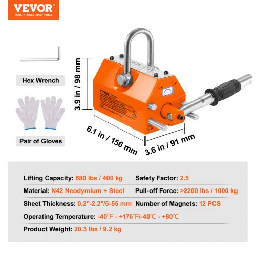 Magnetic Lifter 880 lbs400 kg Pulling Capacity 25 Safety Factor