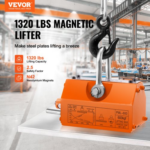 Magnetic Lifter 1320 lbs600kg Pulling Capacity 25 Safety Factor Steel