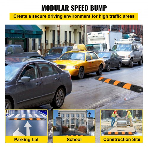 Rubber Traffic Calming Device Single Unit with Dual Channels 72 Length