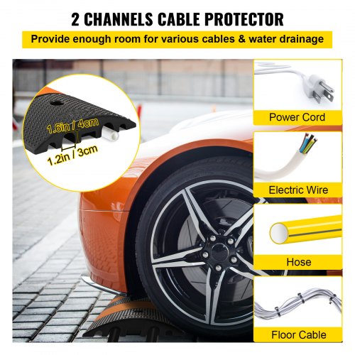 Rubber Traffic Calming Device Single Unit with Dual Channels 72 Length