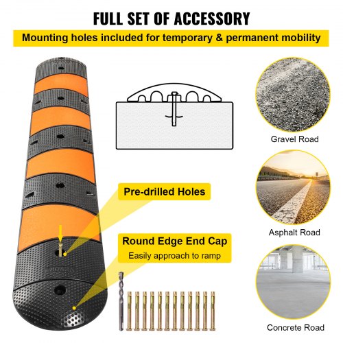 Rubber Traffic Calming Device Single Unit with Dual Channels 72 Length