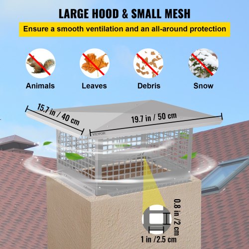 Chimney Cap 8 x 13 Flue Caps 304 Stainless Steel Fireplace Chimney