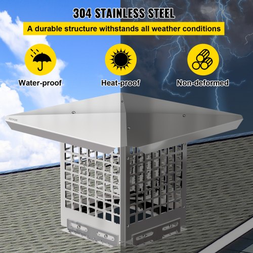 Chimney Cap 8 x 8 Flue Caps 304 Stainless Steel Fireplace Chimney