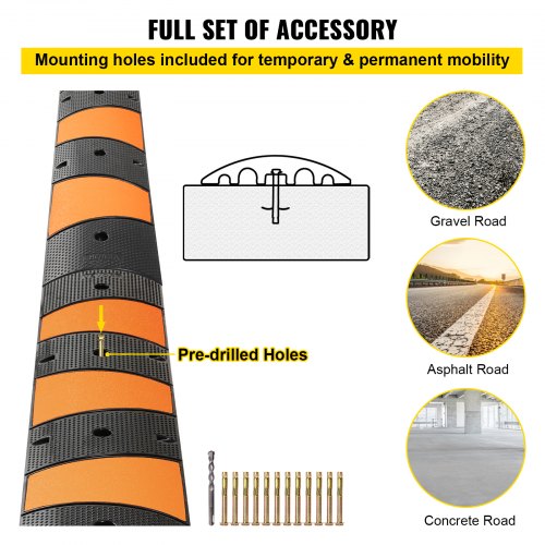 Rubber Speed Control Hump Dual Channel 2 Units 728 Length Supports Up to 22000