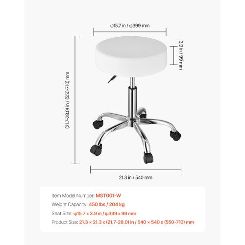 Rolling Stool with Wheels 450 LBS Weight Capacity Round Rolling Stool