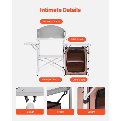 Outdoor 2Tier Kitchen with Zippered Bag Portable Folding Cook Table for BBQ