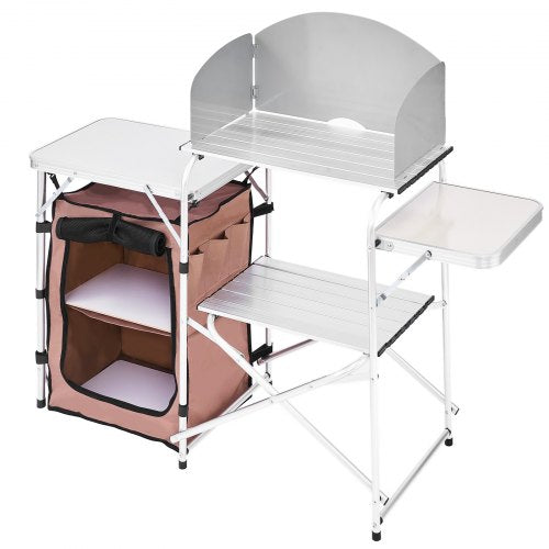 Outdoor 2Tier Kitchen with Zippered Bag Portable Folding Cook Table for BBQ