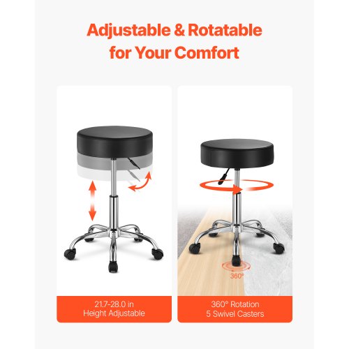 Rolling Stool with Wheels 450 LBS Weight Capacity Round Rolling Stool