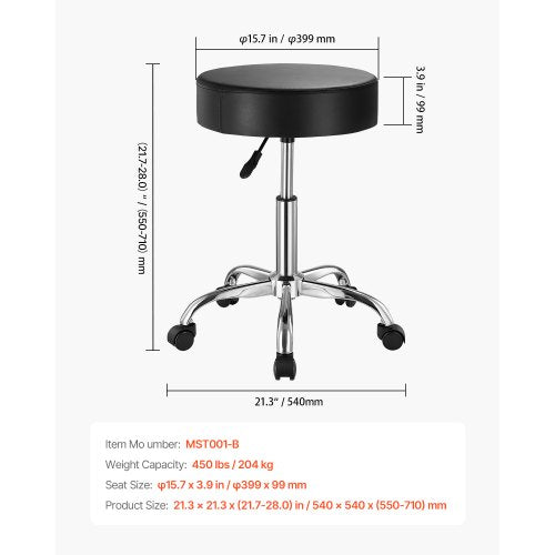 Rolling Stool with Wheels 450 LBS Weight Capacity Round Rolling Stool