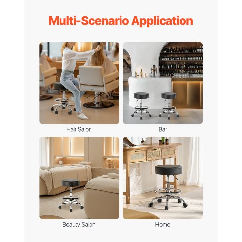 Rolling Stool with Foot Rest and Wheels 450 LBS Weight Capacity Round