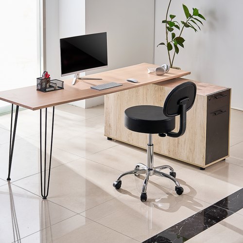 Rolling Stool with Back Support and Wheels 450 LBS Weight Capacity Round