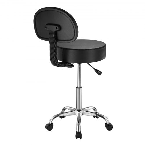 Rolling Stool with Back Support and Wheels 450 LBS Weight Capacity Round