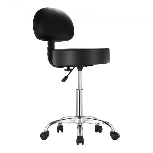 Rolling Stool with Back Support and Wheels 450 LBS Weight Capacity Round