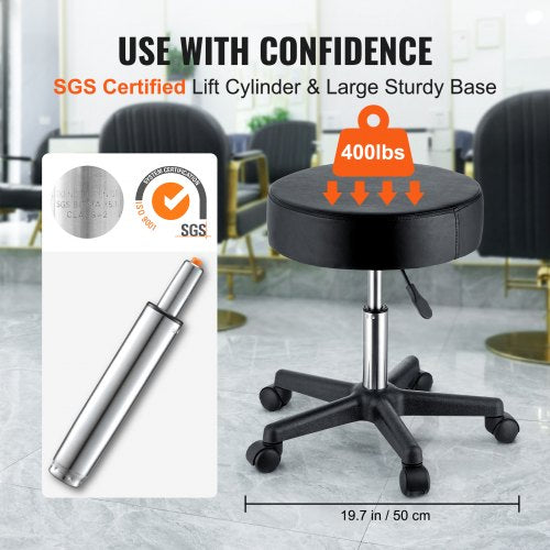 Rolling Stools with Wheels 400 LBS Weight Capacity Adjustable Height Stool