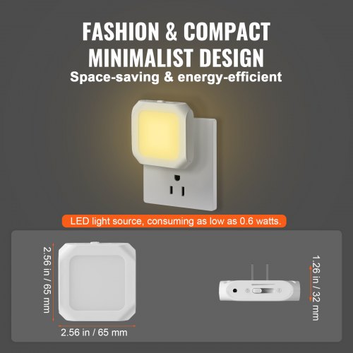 LED Night Light 2 Pack Plug in LED Night Light 0.6 W 3000k Soft White