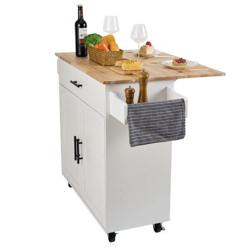 Kitchen Island Cart with Solid Wood Top 354 Width Mobile Carts with Solid Wood