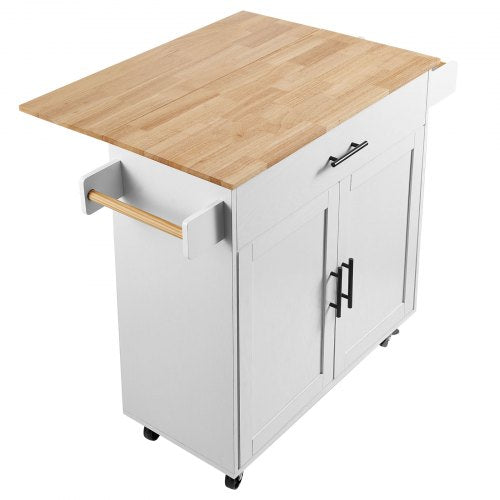 Kitchen Island Cart with Solid Wood Top 354 Width Mobile Carts with Solid Wood