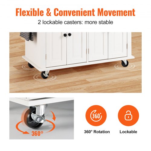 Kitchen Island Cart with Solid Wood Top 354 Width Mobile Carts with Solid Wood