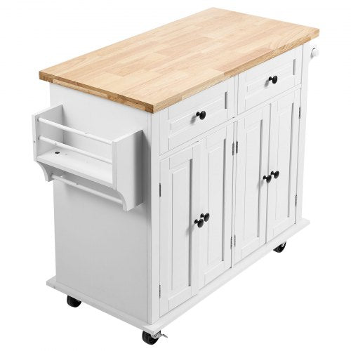 Kitchen Island Cart with Solid Wood Top 354 Width Mobile Carts with Solid Wood