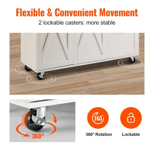 Kitchen Island Cart with Solid Wood Top 453 Width Mobile Carts with Solid Wood