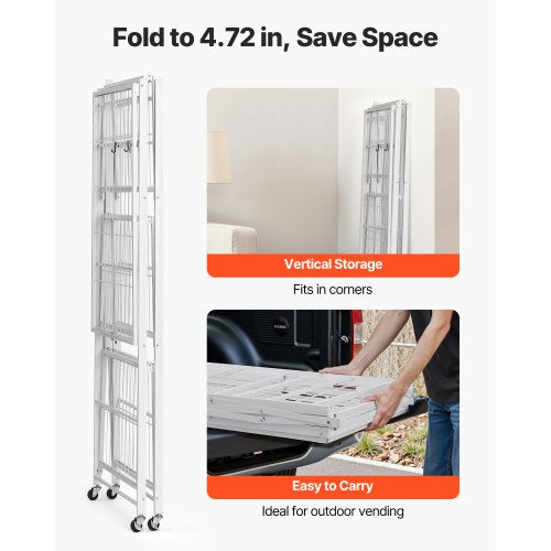 4Tier Foldable Storage Shelf 36W x 21D x 60 H Inch Folding Metal Rack