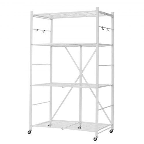 4Tier Foldable Storage Shelf 36W x 21D x 60 H Inch Folding Metal Rack