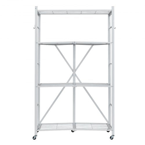 4Tier Foldable Storage Shelf 36W x 21D x 60 H Inch Folding Metal Rack
