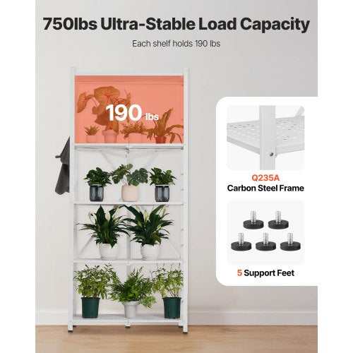5Tier Foldable Storage Shelf 32W x 14D x 72H Inch Folding Metal Rack a