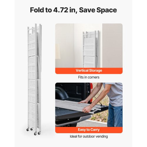 5Tier Foldable Storage Shelf 32W x 14D x 72H Inch Folding Metal Rack a