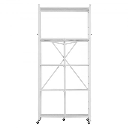 5Tier Foldable Storage Shelf 32W x 14D x 72H Inch Folding Metal Rack a