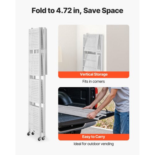 5Tier Foldable Storage Shelf 28 W x 15D x 64H Inch Folding Metal Rack