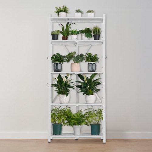 5Tier Foldable Storage Shelf 28 W x 15D x 64H Inch Folding Metal Rack